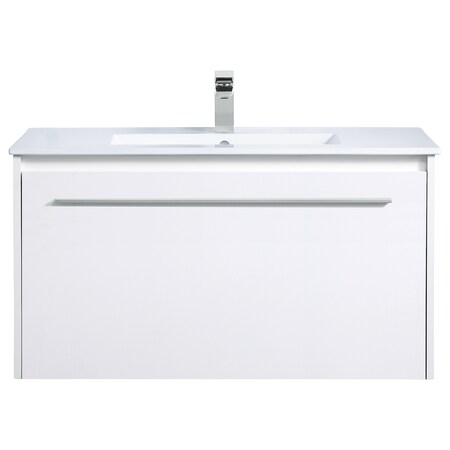 Elegant Decor 36 Inch Single Bathroom Floating Vanity In White VF45036WH